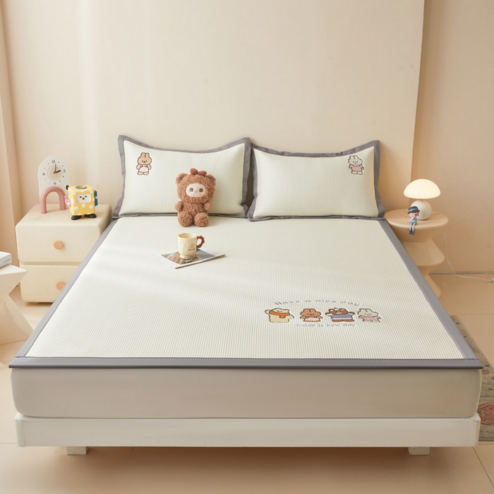 91家纺网 家纺一手货源 找家纺 （总）凯罗 2026新款卡通绣花小红书爆款凉豆豆绣花床席可水洗床席凉席席子