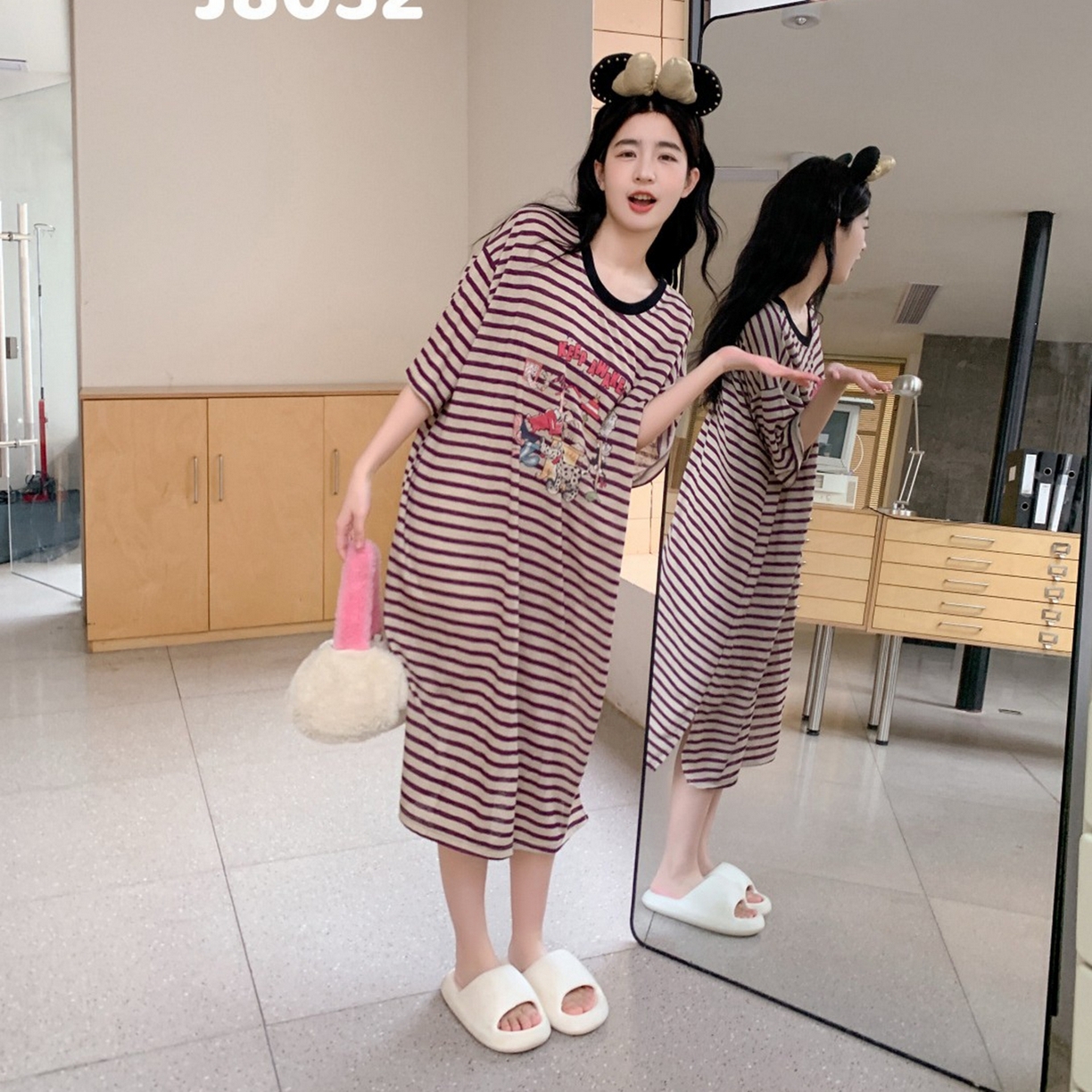 91家纺网 家纺一手货源 找家纺 妍景家居生活馆 2026新款午后原野懒人裙 紫色条