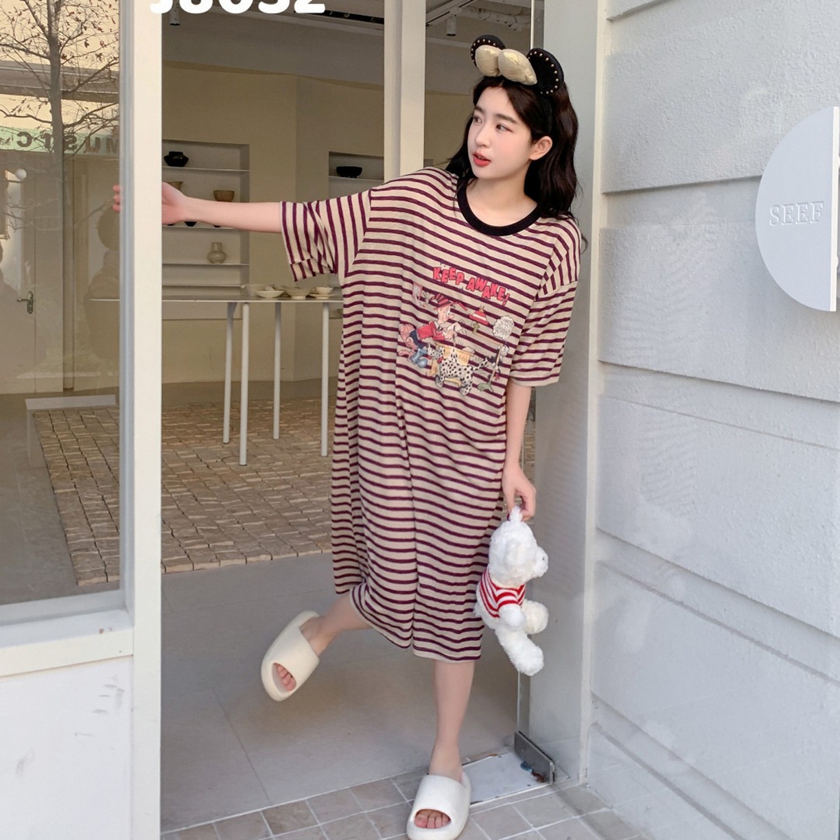 91家纺网 家纺一手货源 找家纺 妍景家居生活馆 2026新款午后原野懒人裙 紫色条