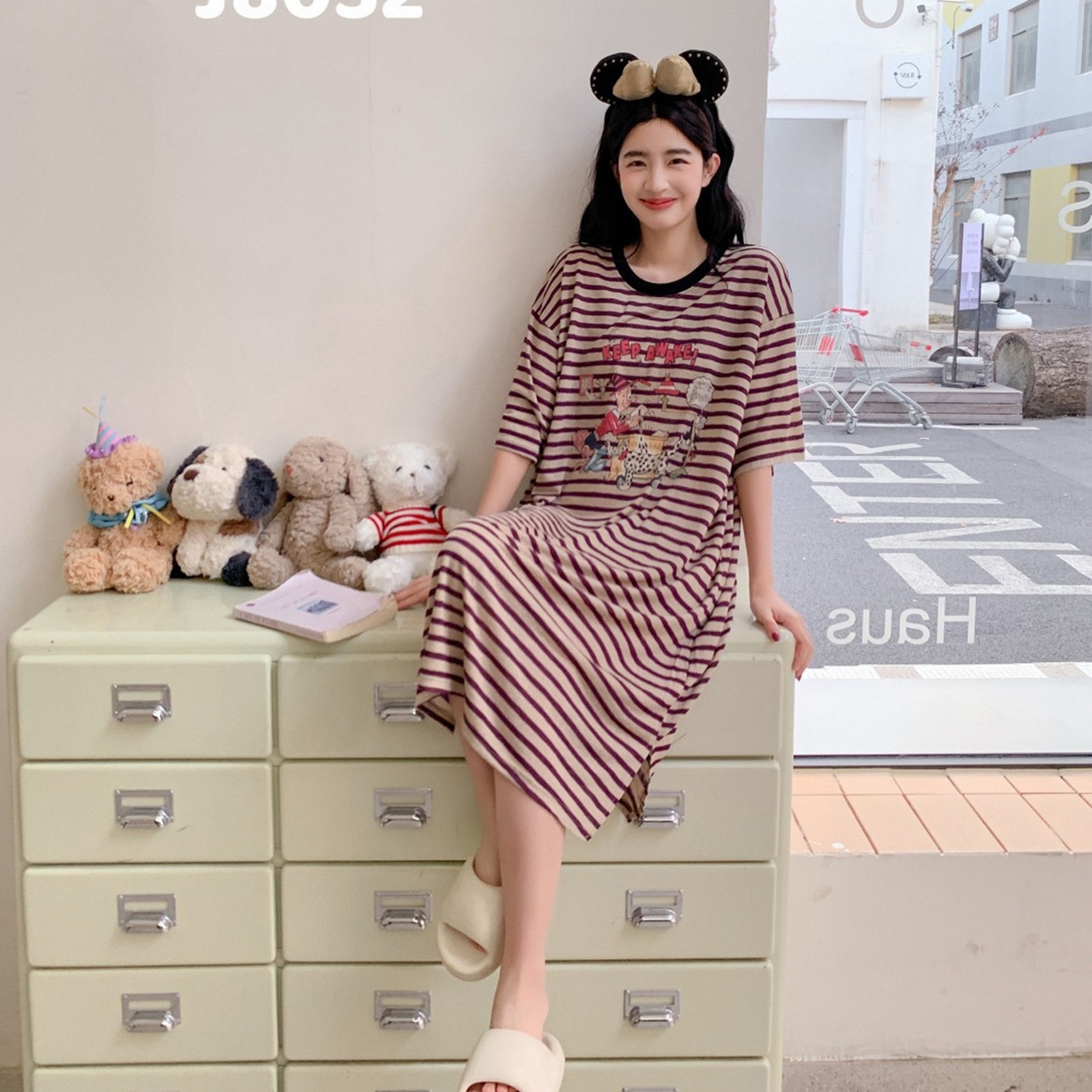 91家纺网 家纺一手货源 找家纺 妍景家居生活馆 2026新款午后原野懒人裙 紫色条