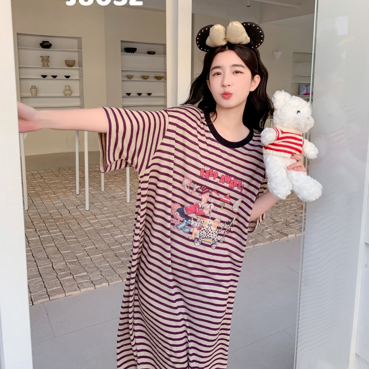 91家纺网 家纺一手货源 找家纺 妍景家居生活馆 2026新款午后原野懒人裙 紫色条