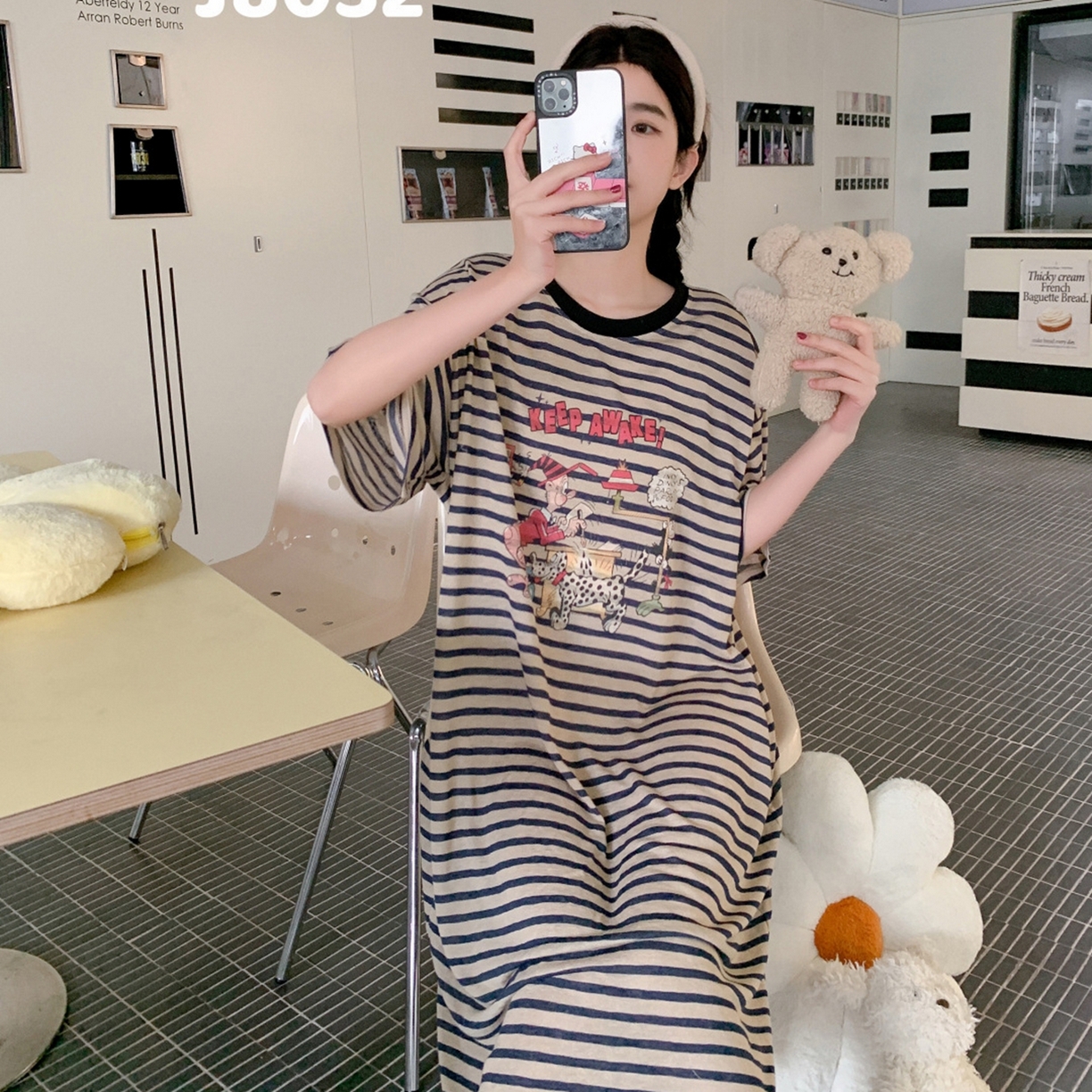 91家纺网 家纺一手货源 找家纺 妍景家居生活馆 2026新款午后原野懒人裙 藏蓝条