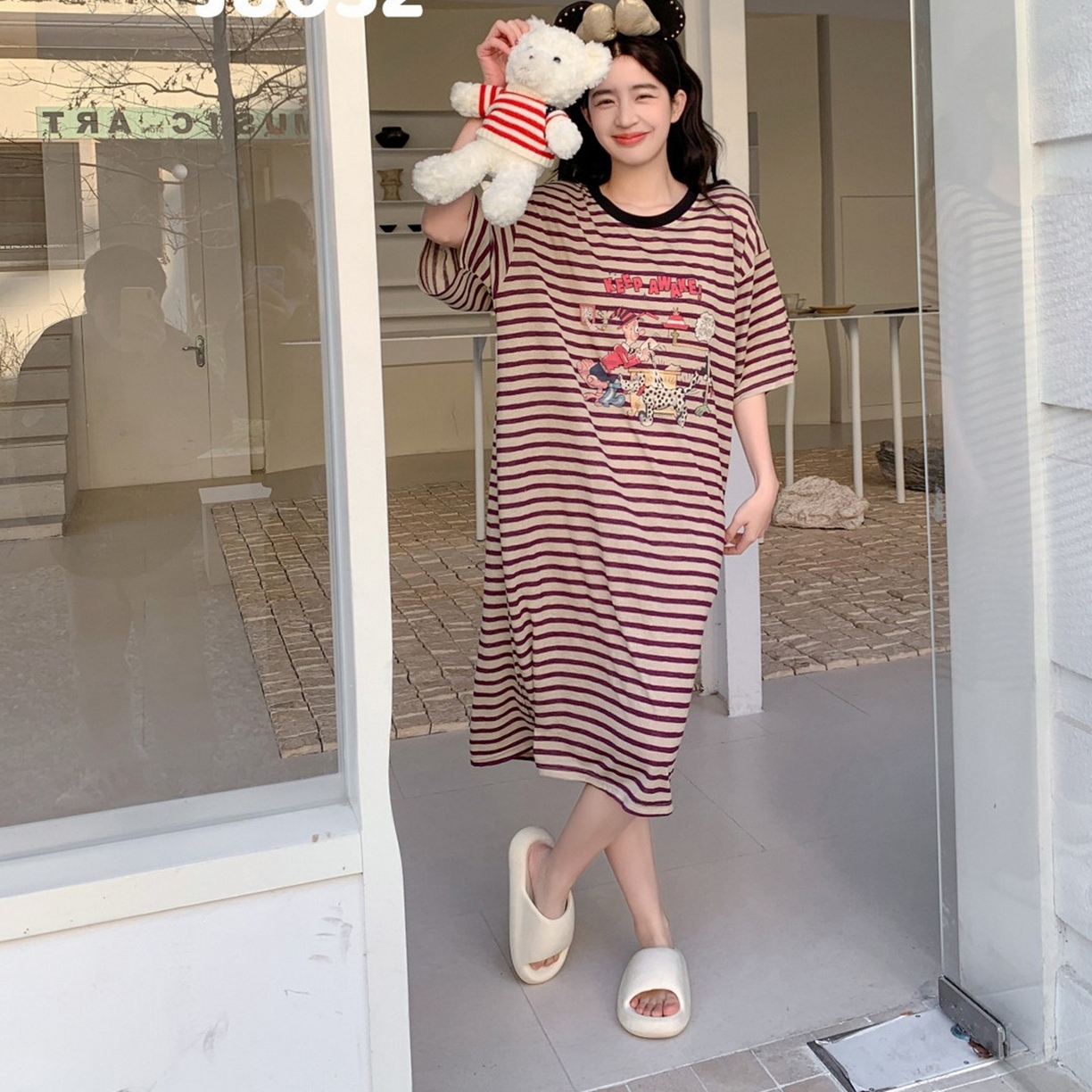 91家纺网 家纺一手货源 找家纺 妍景家居生活馆 2026新款午后原野懒人裙 紫色条