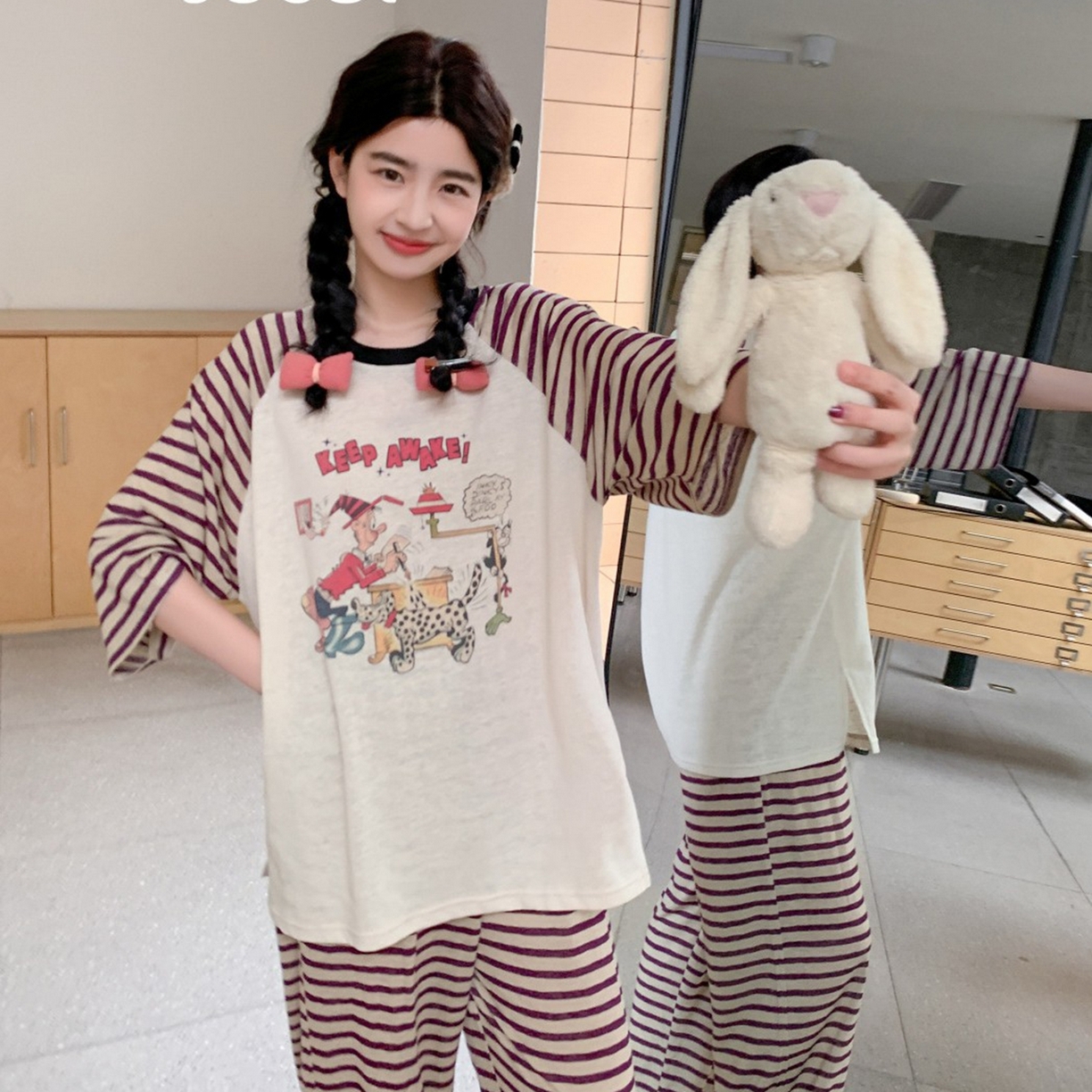 91家纺网 家纺一手货源 找家纺 妍景家居生活馆 2026新款午后原野套装 紫色条