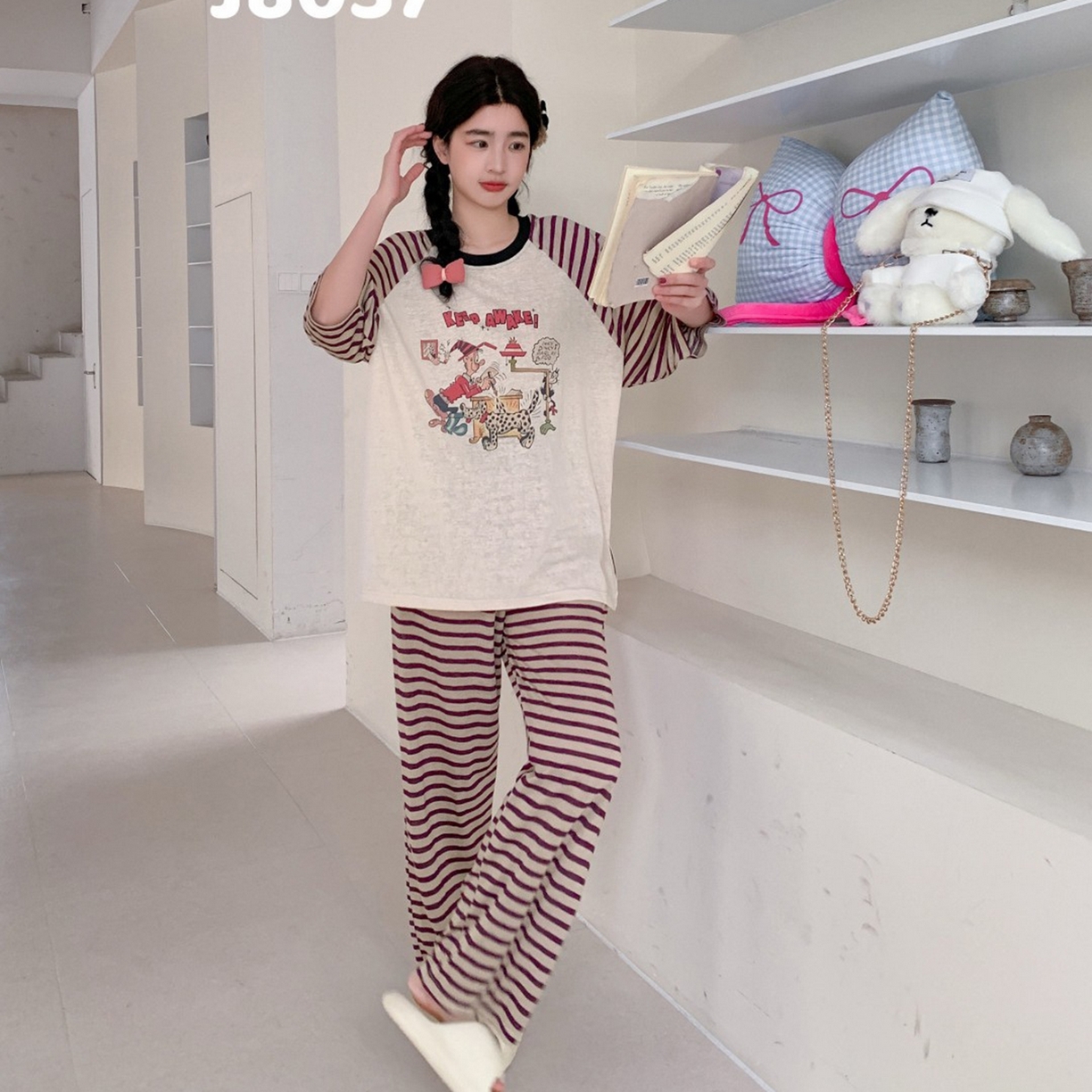 91家纺网 家纺一手货源 找家纺 妍景家居生活馆 2026新款午后原野套装 紫色条