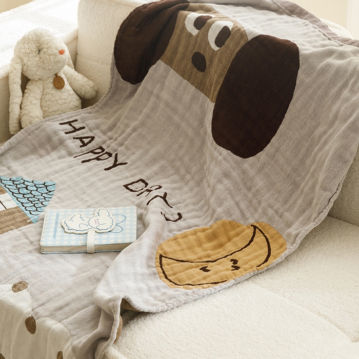 91家纺网 家纺一手货源 找家纺 沐珩家纺 2026新款全棉纯棉四层纱布浴巾沙发巾加大尺寸多功能毛巾毯 童话里