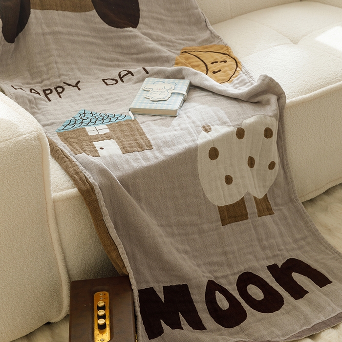 91家纺网 家纺一手货源 找家纺 沐珩家纺 2026新款全棉纯棉四层纱布浴巾沙发巾加大尺寸多功能毛巾毯 童话里