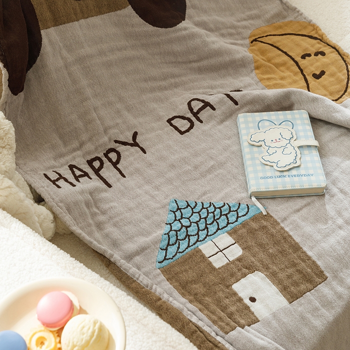 91家纺网 家纺一手货源 找家纺 沐珩家纺 2026新款全棉纯棉四层纱布浴巾沙发巾加大尺寸多功能毛巾毯 童话里