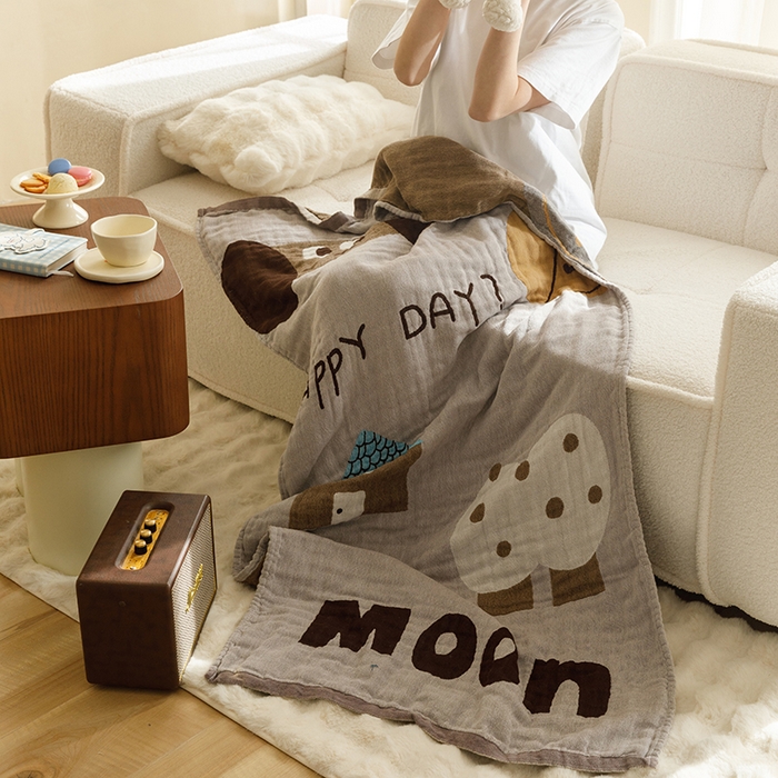 91家纺网 家纺一手货源 找家纺 沐珩家纺 2026新款全棉纯棉四层纱布浴巾沙发巾加大尺寸多功能毛巾毯 童话里