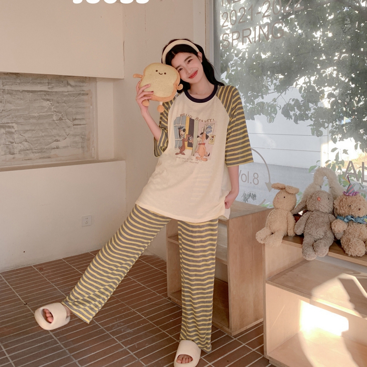 91家纺网 家纺一手货源 找家纺 妍景家居生活馆 2026新款夏至恋曲套装 黄色条