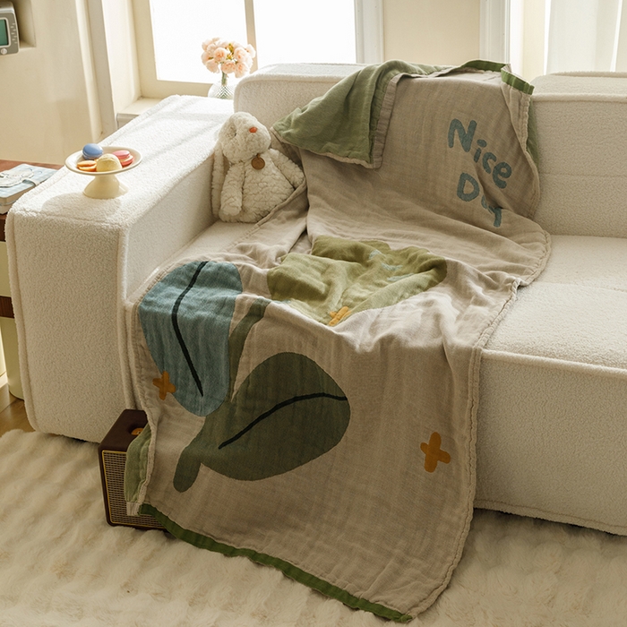 91家纺网 家纺一手货源 找家纺 沐珩家纺 2026新款全棉纯棉四层纱布浴巾沙发巾加大尺寸多功能毛巾毯 小美好