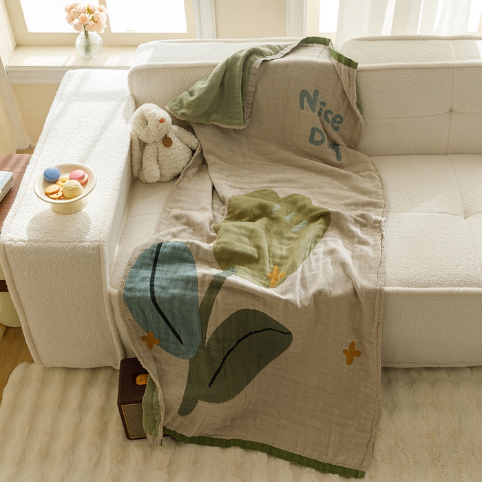 91家纺网 家纺一手货源 找家纺 沐珩家纺 2026新款全棉纯棉四层纱布浴巾沙发巾加大尺寸多功能毛巾毯 小美好