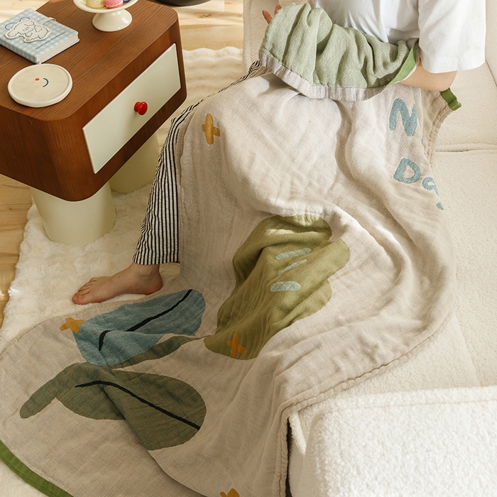 91家纺网 家纺一手货源 找家纺 沐珩家纺 2026新款全棉纯棉四层纱布浴巾沙发巾加大尺寸多功能毛巾毯 小美好