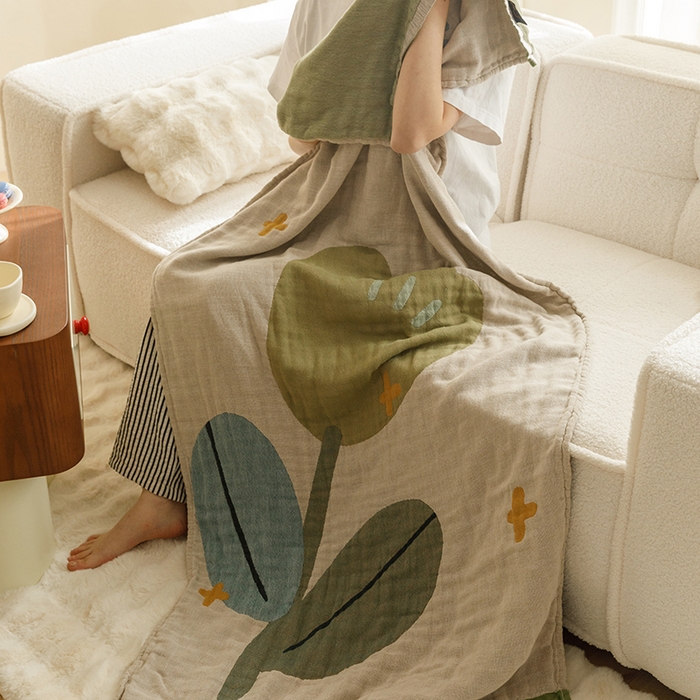 91家纺网 家纺一手货源 找家纺 沐珩家纺 2026新款全棉纯棉四层纱布浴巾沙发巾加大尺寸多功能毛巾毯 小美好