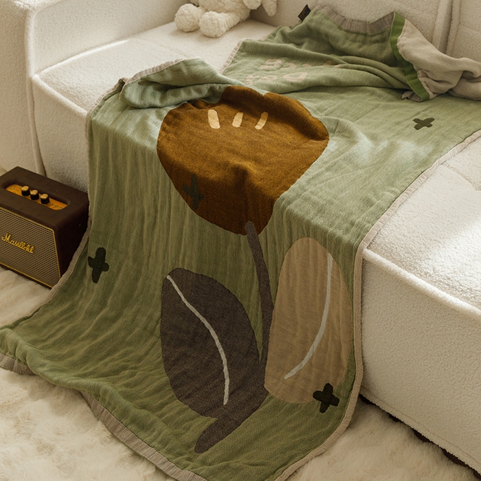 91家纺网 家纺一手货源 找家纺 沐珩家纺 2026新款全棉纯棉四层纱布浴巾沙发巾加大尺寸多功能毛巾毯 小美好