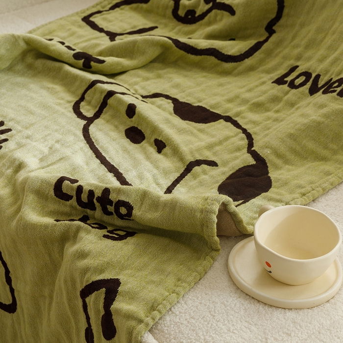 91家纺网 家纺一手货源 找家纺 沐珩家纺 2026新款全棉纯棉四层纱布浴巾沙发巾加大尺寸多功能毛巾毯 音乐派