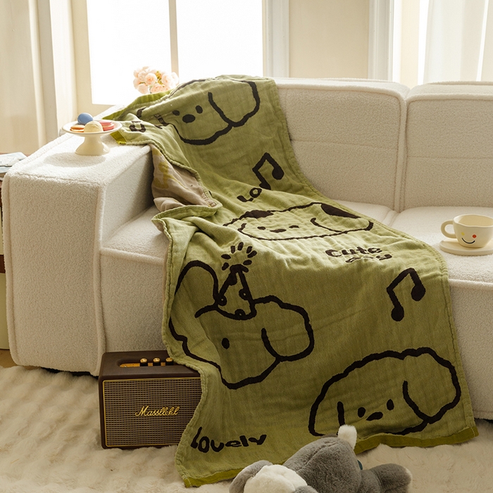 91家纺网 家纺一手货源 找家纺 沐珩家纺 2026新款全棉纯棉四层纱布浴巾沙发巾加大尺寸多功能毛巾毯 音乐派