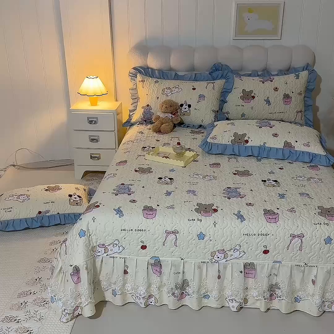 91家纺网 家纺一手货源 找家纺 （总）美达家纺 2026新款A类全棉夹棉蕾丝花边床盖