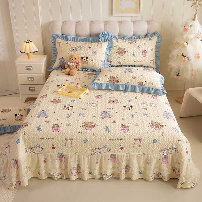 91家纺网 家纺一手货源 找家纺 （总）美达家纺 2026新款A类全棉夹棉蕾丝花边床盖