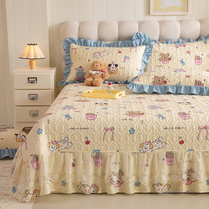 91家纺网 家纺一手货源 找家纺 （总）美达家纺 2026新款A类全棉夹棉蕾丝花边床盖