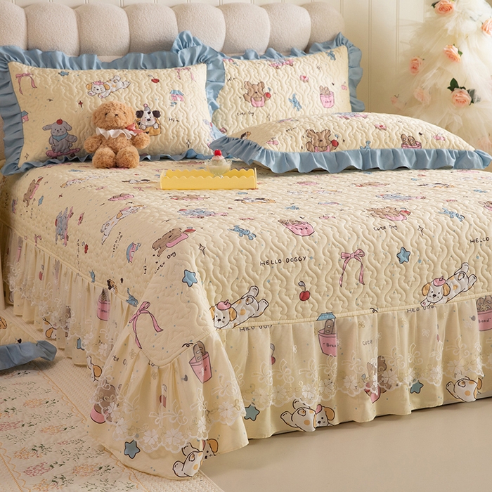 91家纺网 家纺一手货源 找家纺 （总）美达家纺 2026新款A类全棉夹棉蕾丝花边床盖