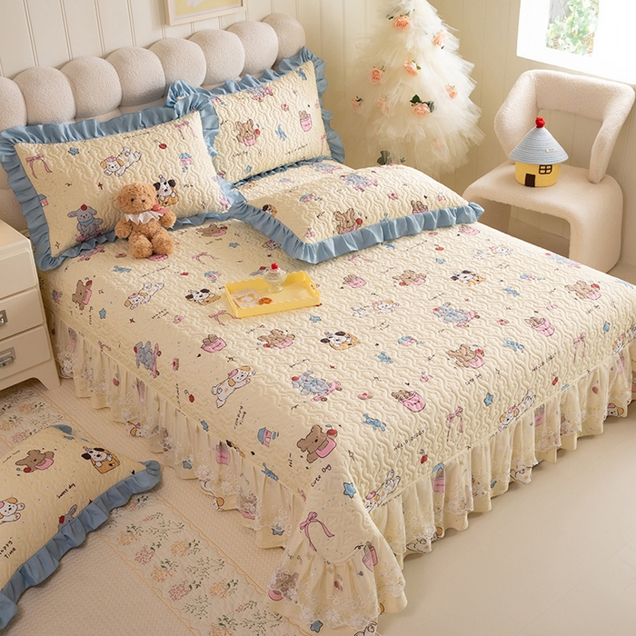 91家纺网 家纺一手货源 找家纺 （总）美达家纺 2026新款A类全棉夹棉蕾丝花边床盖