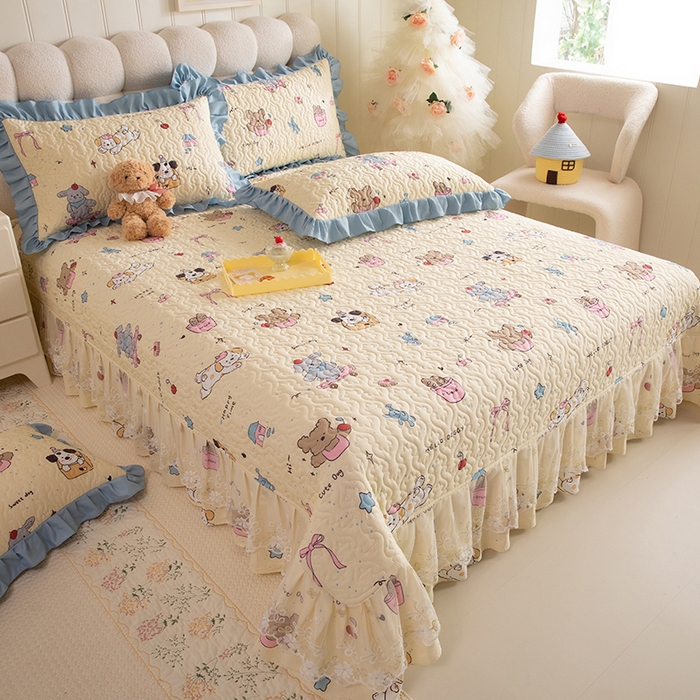 91家纺网 家纺一手货源 找家纺 （总）美达家纺 2026新款A类全棉夹棉蕾丝花边床盖