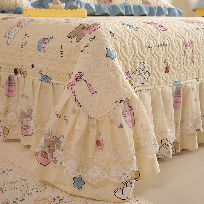 91家纺网 家纺一手货源 找家纺 （总）美达家纺 2026新款A类全棉夹棉蕾丝花边床盖