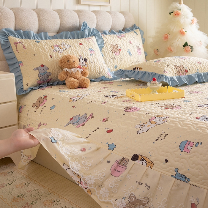 91家纺网 家纺一手货源 找家纺 （总）美达家纺 2026新款A类全棉夹棉蕾丝花边床盖