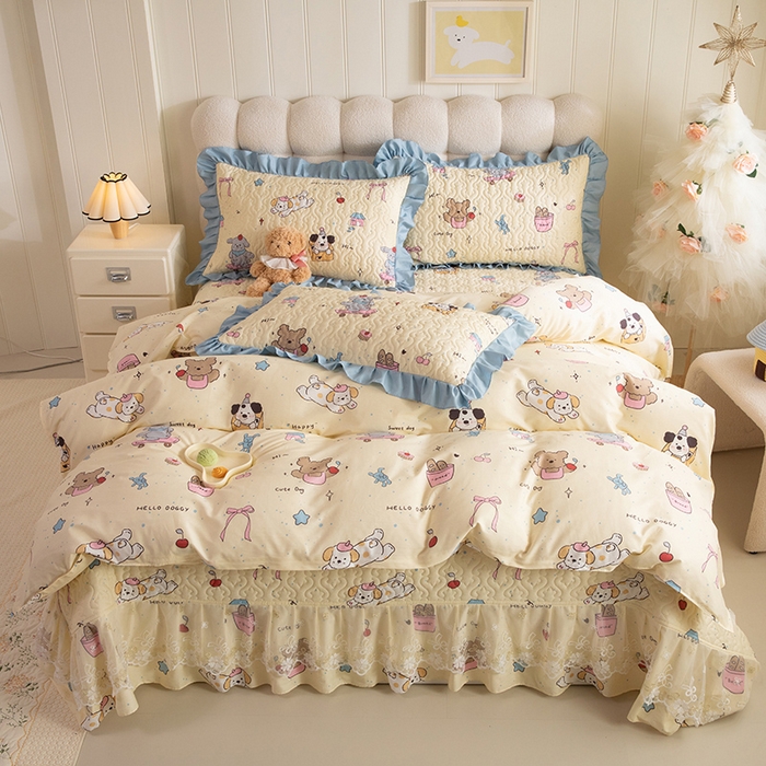 91家纺网 家纺一手货源 找家纺 （总）美达家纺 2026新款A类全棉夹棉蕾丝花边床盖