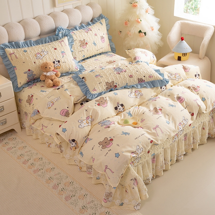 91家纺网 家纺一手货源 找家纺 （总）美达家纺 2026新款A类全棉夹棉蕾丝花边床盖