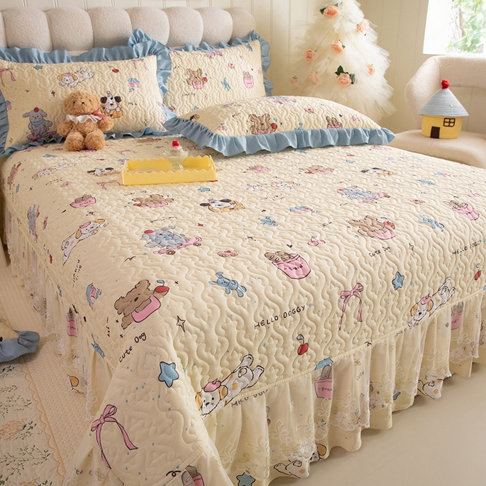 91家纺网 家纺一手货源 找家纺 （总）美达家纺 2026新款A类全棉夹棉蕾丝花边床盖