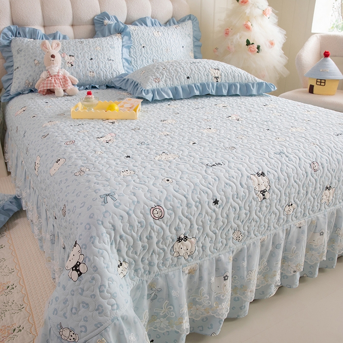 91家纺网 家纺一手货源 找家纺 （总）美达家纺 2026新款A类全棉夹棉蕾丝花边床盖