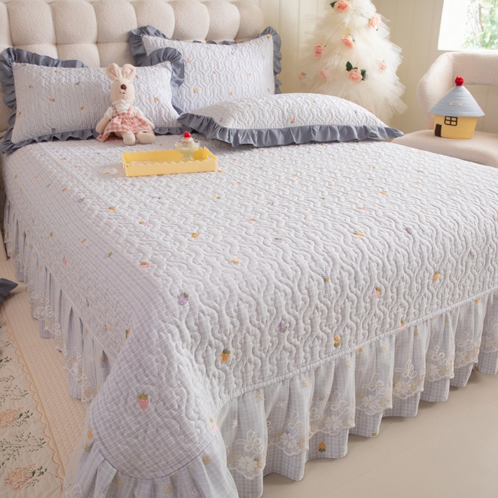 91家纺网 家纺一手货源 找家纺 （总）美达家纺 2026新款A类全棉夹棉蕾丝花边床盖