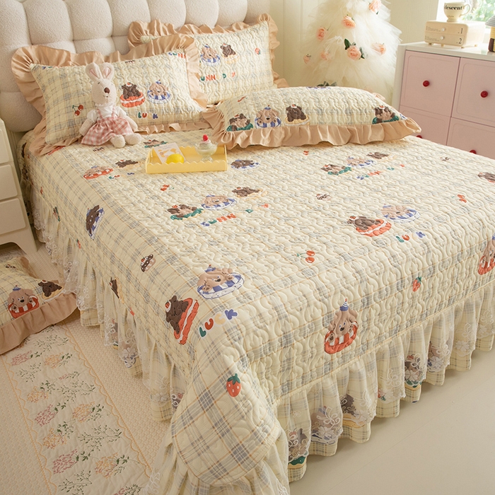 91家纺网 家纺一手货源 找家纺 （总）美达家纺 2026新款A类全棉夹棉蕾丝花边床盖