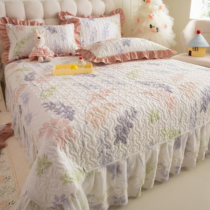 91家纺网 家纺一手货源 找家纺 （总）美达家纺 2026新款A类全棉夹棉蕾丝花边床盖