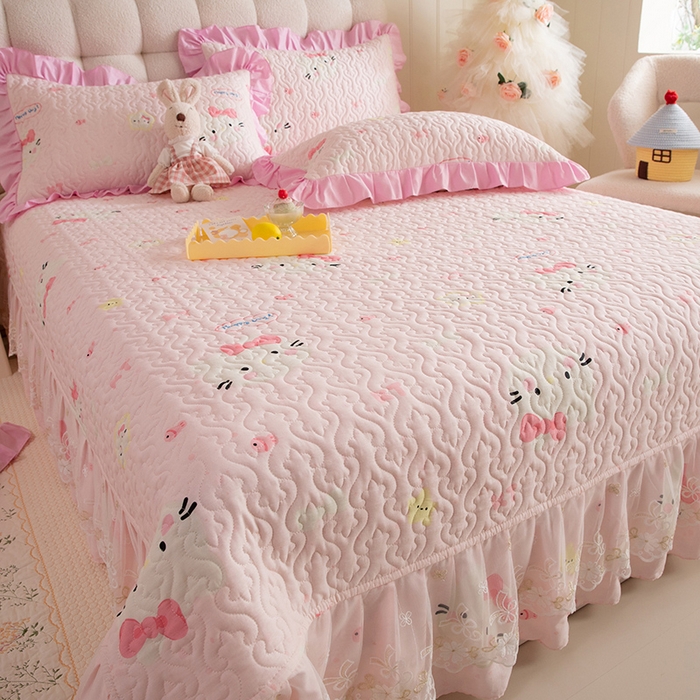 91家纺网 家纺一手货源 找家纺 （总）美达家纺 2026新款A类全棉夹棉蕾丝花边床盖