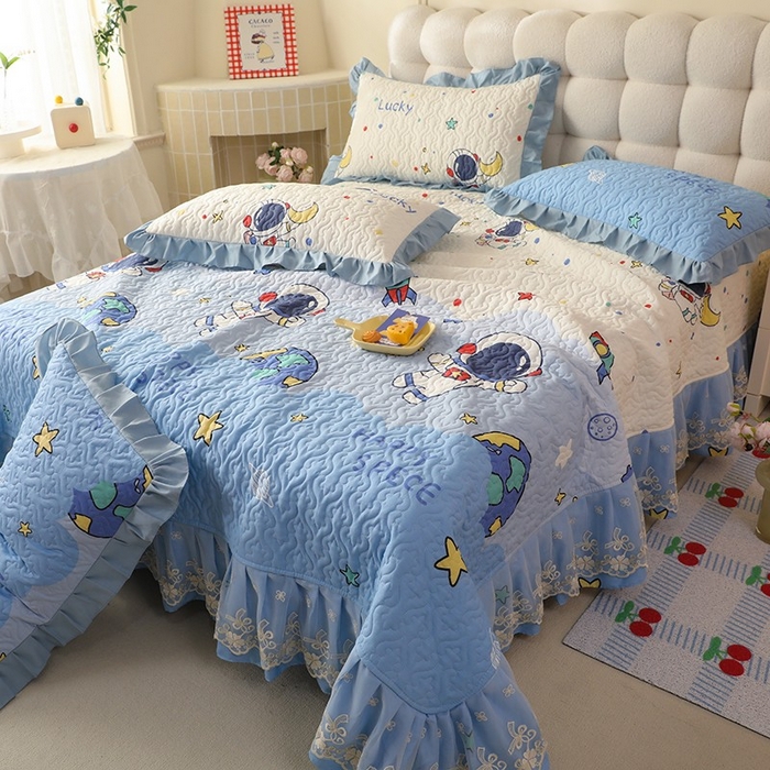 91家纺网 家纺一手货源 找家纺 （总）美达家纺 2026新款A类全棉夹棉蕾丝花边床盖