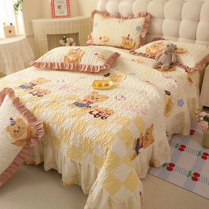 91家纺网 家纺一手货源 找家纺 （总）美达家纺 2026新款A类全棉夹棉蕾丝花边床盖