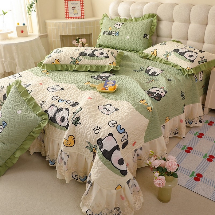 91家纺网 家纺一手货源 找家纺 （总）美达家纺 2026新款A类全棉夹棉蕾丝花边床盖