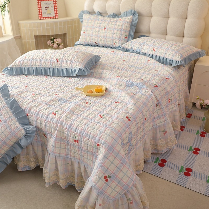 91家纺网 家纺一手货源 找家纺 （总）美达家纺 2026新款A类全棉夹棉蕾丝花边床盖