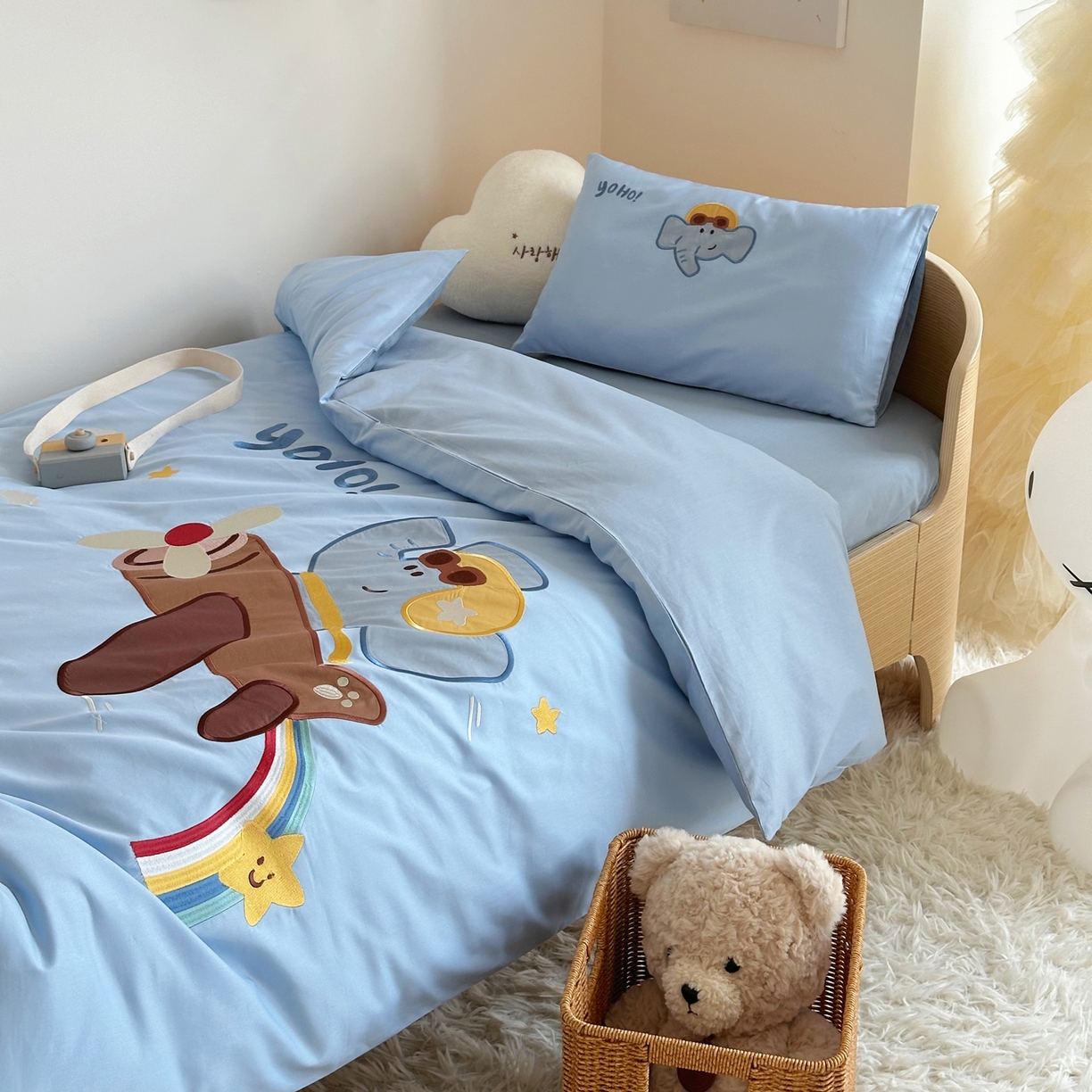 91家纺网 家纺一手货源 找家纺 （总）BOSS 2026新款全棉纯棉大版卡通贴布绣花幼儿园多件套