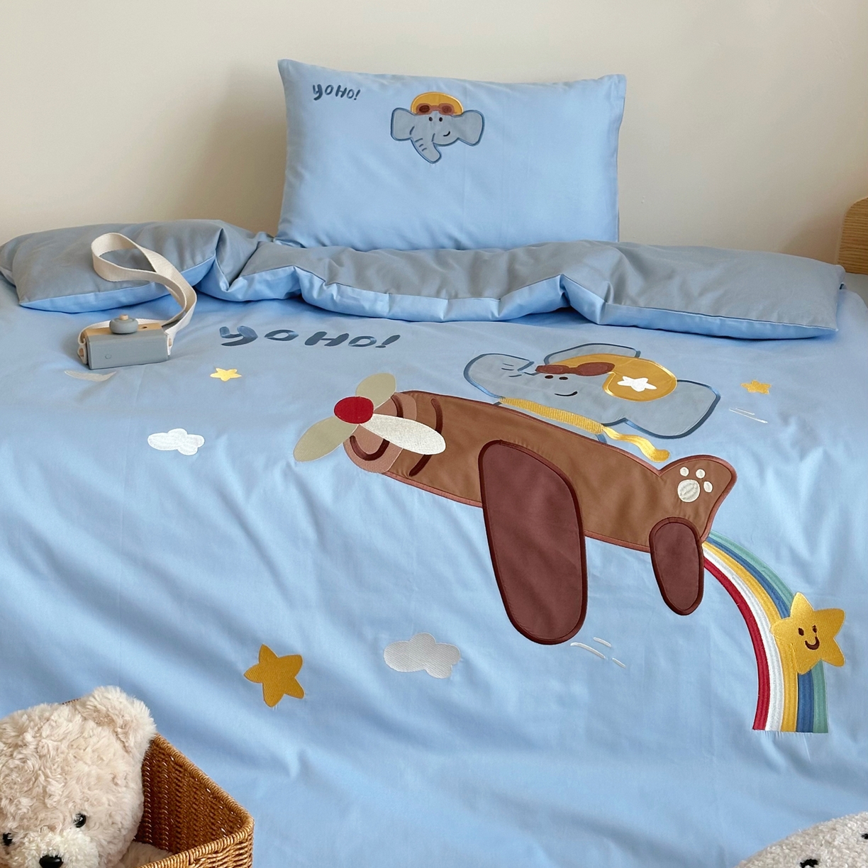 91家纺网 家纺一手货源 找家纺 （总）BOSS 2026新款全棉纯棉大版卡通贴布绣花幼儿园多件套