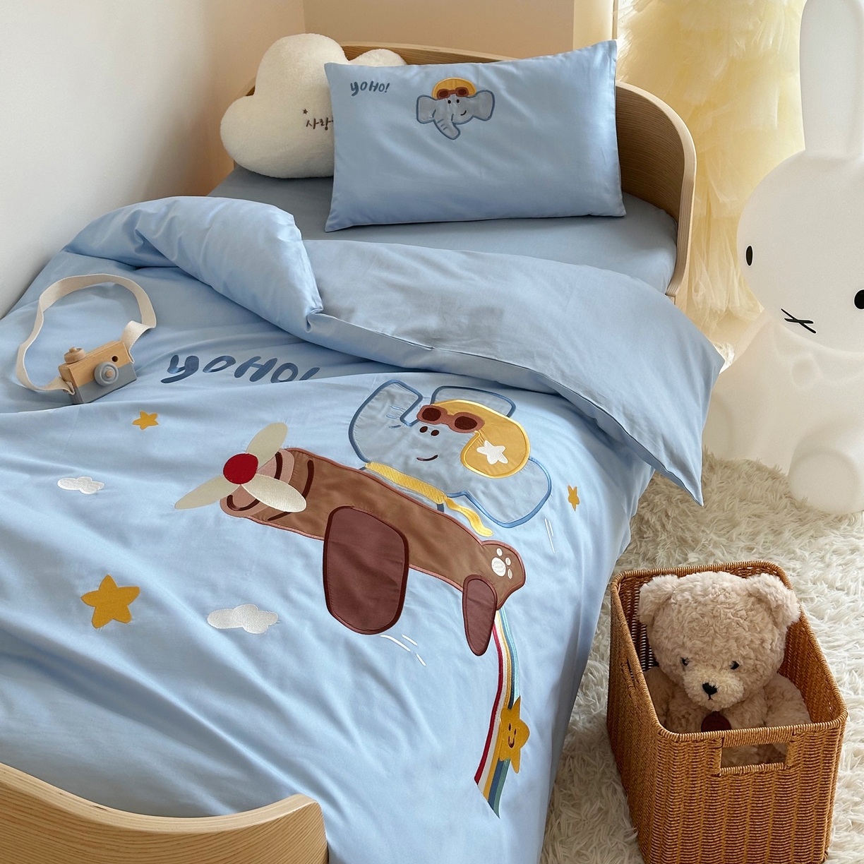 91家纺网 家纺一手货源 找家纺 （总）BOSS 2026新款全棉纯棉大版卡通贴布绣花幼儿园多件套