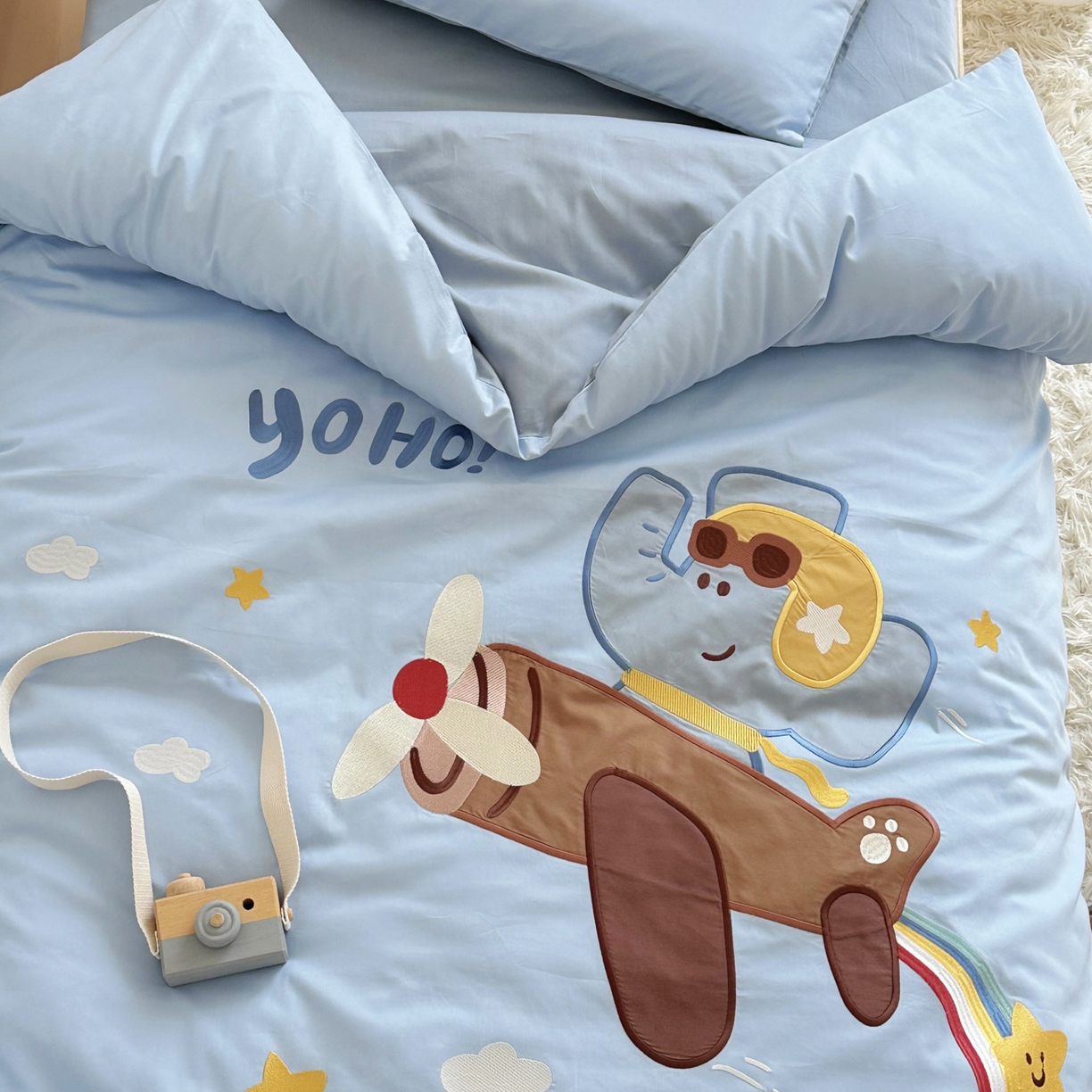 91家纺网 家纺一手货源 找家纺 （总）BOSS 2026新款全棉纯棉大版卡通贴布绣花幼儿园多件套