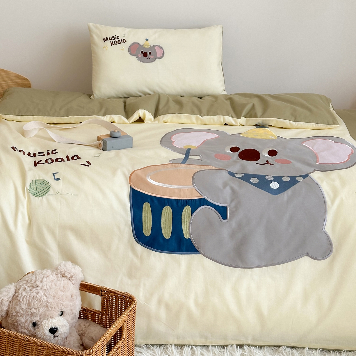 91家纺网 家纺一手货源 找家纺 BOSS 2026新款全棉纯棉大版卡通贴布绣花幼儿园多件套 考拉