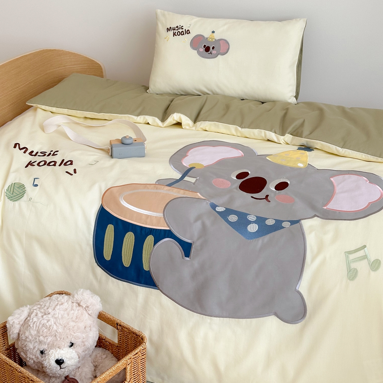 91家纺网 家纺一手货源 找家纺 BOSS 2026新款全棉纯棉大版卡通贴布绣花幼儿园多件套 考拉