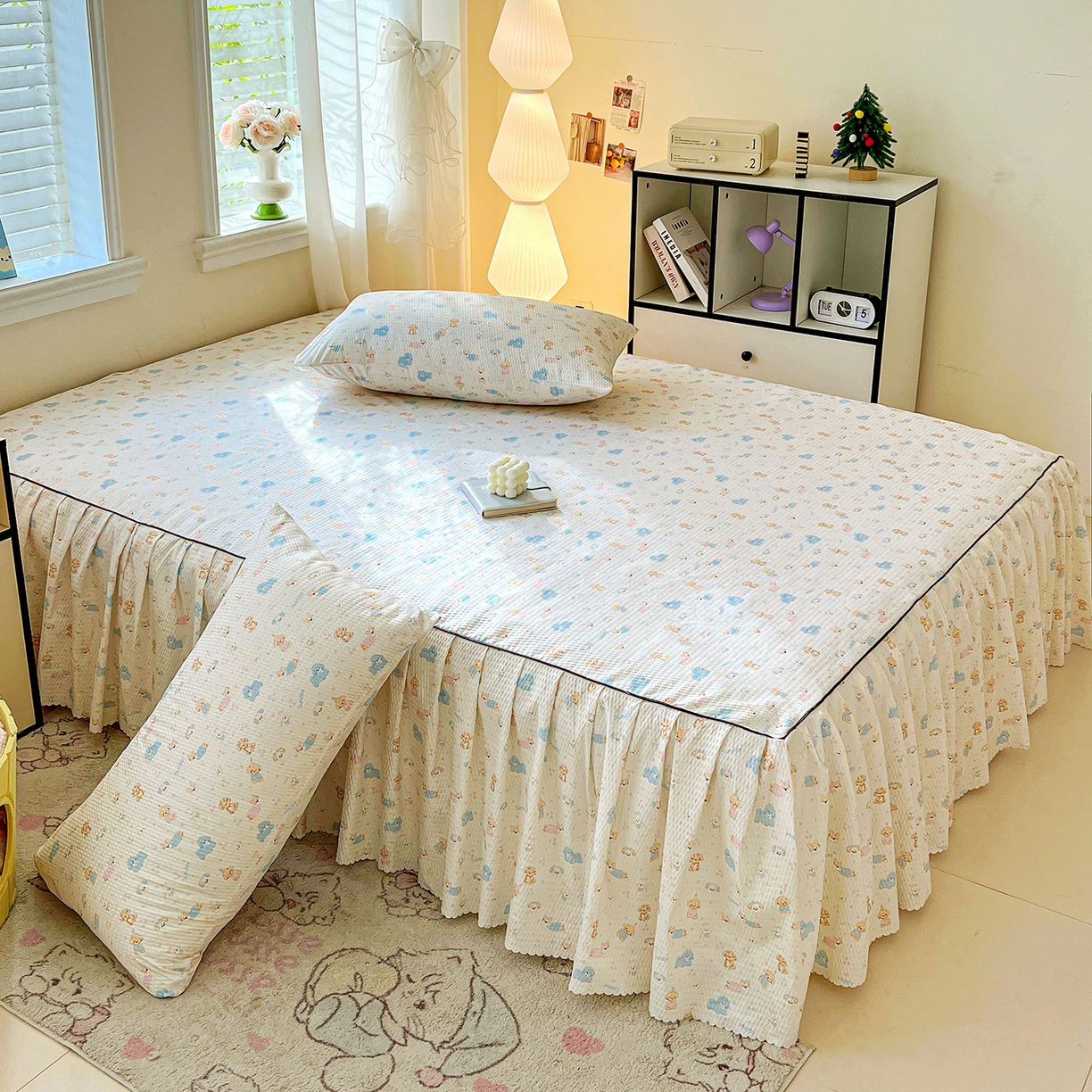 91家纺网 家纺一手货源 找家纺 鹿辉家居（原吉欧力） 2026新款泡泡床裙四件套 床裙款-动物世界