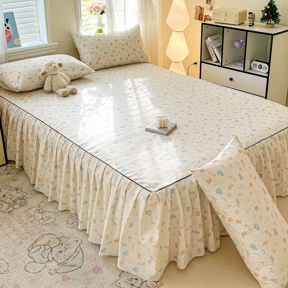 91家纺网 家纺一手货源 找家纺 鹿辉家居（原吉欧力） 2026新款泡泡床裙四件套 床裙款-动物世界