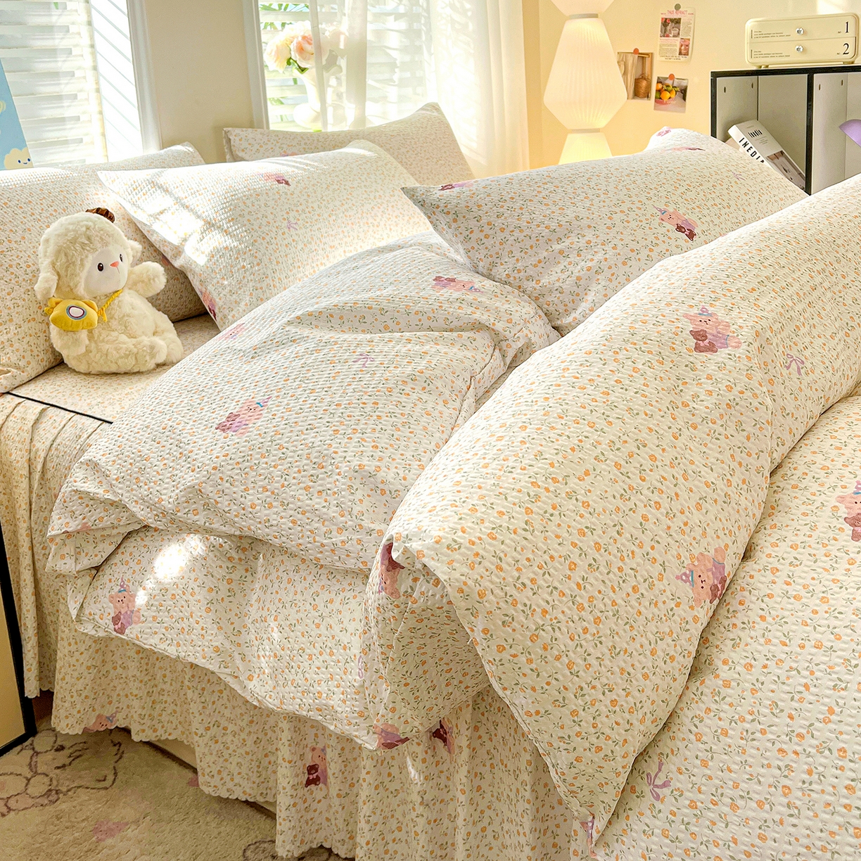 鹿辉家居（原吉欧力） 2026新款泡泡床裙四件套 床裙款-花中小熊